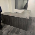 Grey Walnut L Suite Office Desk w/ Overhead